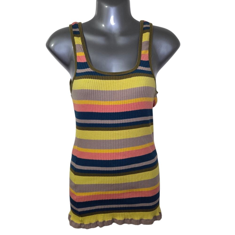 Free People‎ Striped Ribbed Tank Dress Womens Small Bodycon Mini Sleeveless